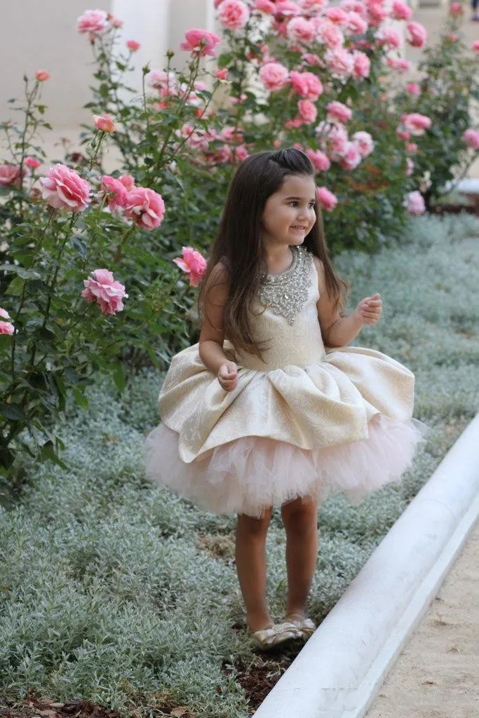2017 Girls Short Pageant Dresses For Toddlers Tulle And Lace Kids Girl Birthday Party Christmas Communion Dresses Puffy Flower Girl Dress
