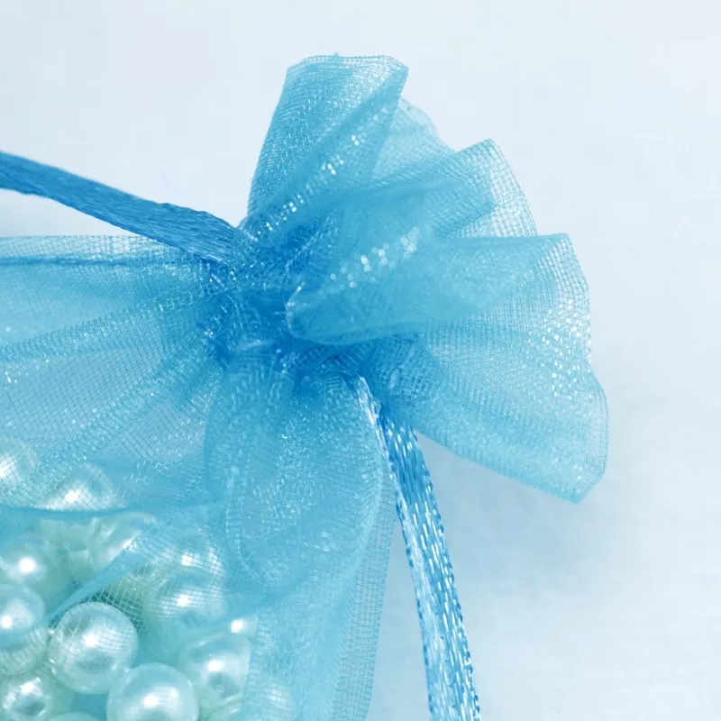 Lake Blue Bolsas Organza-Beutel mit Kordelzug, für Schmuck, Party, kleine Hochzeitsgeschenk, Geschenktüte, Verpackung, Geschenk, Süßigkeitenpapier, quadratisch, 5 x 7 cm, 2 x 2 303S