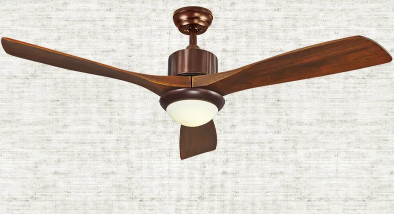 LED industrial Fan light solid wood door leaf dining room ceiling fans American rustic living room ceiling fan lights