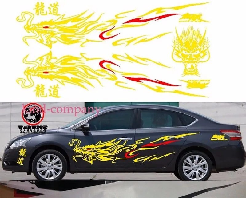 black for Most Car Truck auto sport power Chinese Totem Dragon Graphics Side Decal Body Hood Sticker