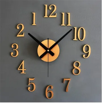 Reversal clock time back metal texture 3D stereo diy wall clock fashion creative DIY clock self