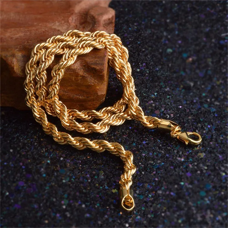 YHAMNI nuevo collar de oro de moda con sello de Color dorado 6 MM 20 pulgadas de largo collar de cadena ed joyería fina de oro NX1842428