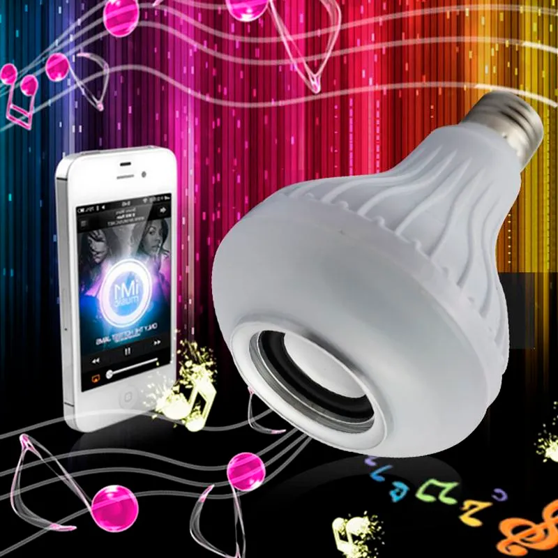 Wireless 12W Power E27 LED RGB Bluetooth -luidspreker Lichtlamp Muziek Spelen RGB -verlichting met afstandsbediening319F