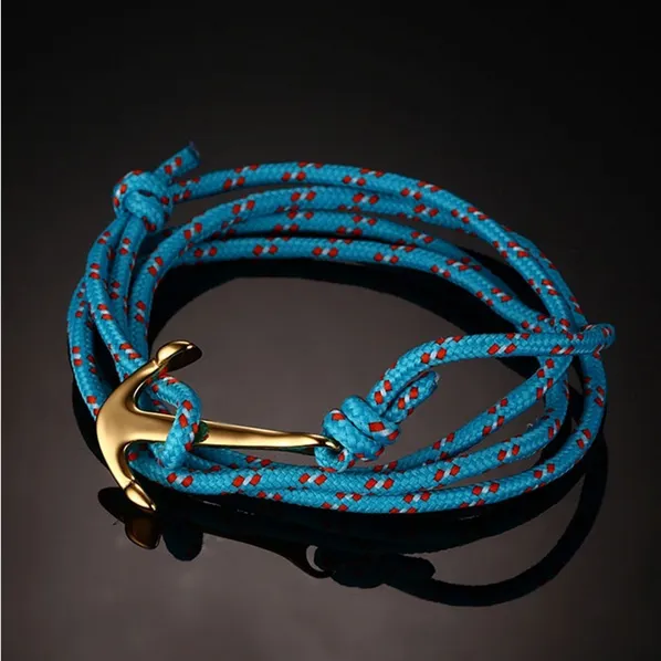 Bijoux de la Marine multicouche Bracelet Bracelet Blue Nylon Blue Men Neutique Femmes Bangles Pulsera Ancla BL-197295G