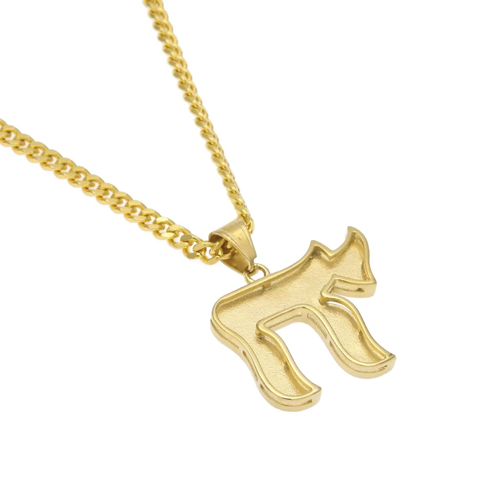 Le nouveau symbole juif chai en acier inoxydable Pi Pi Special Modeling Exagéré Collier Pendant à long terme pour Hip-Hop274C