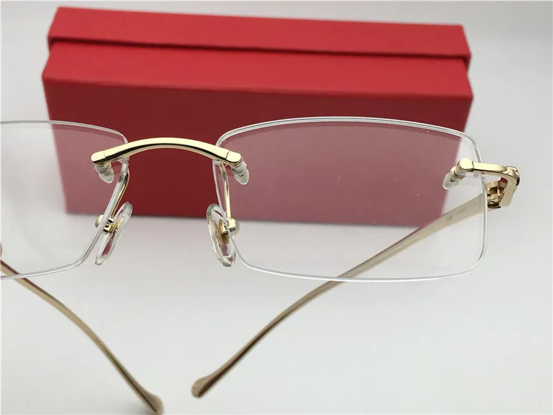 Män vintage Rimless receptbelagda glasögon ram modeglasögon ramar guld nya med box318z