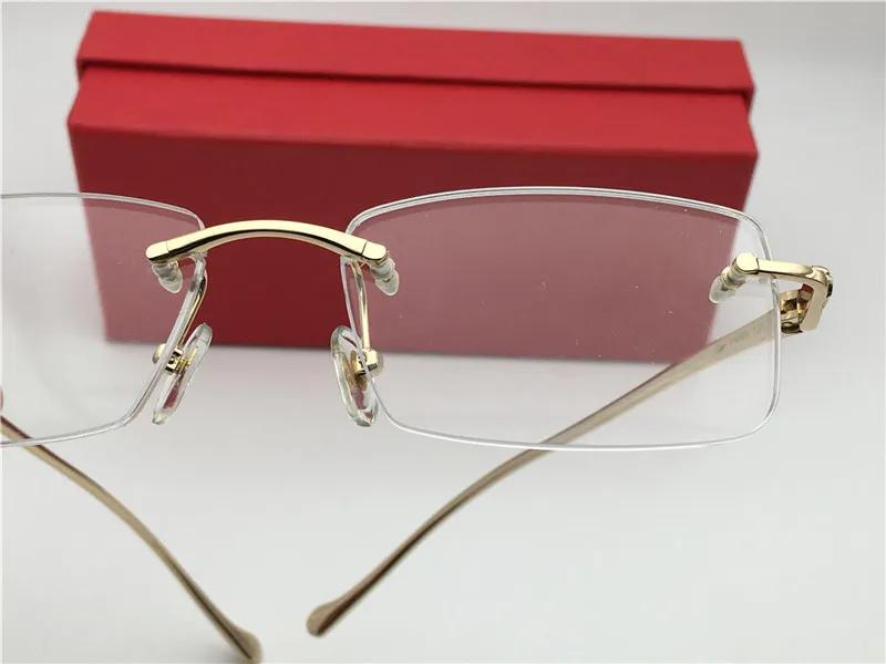 Montatura occhiali da vista da uomo vintage senza montatura Montature occhiali alla moda Oro nuovo con scatola238H
