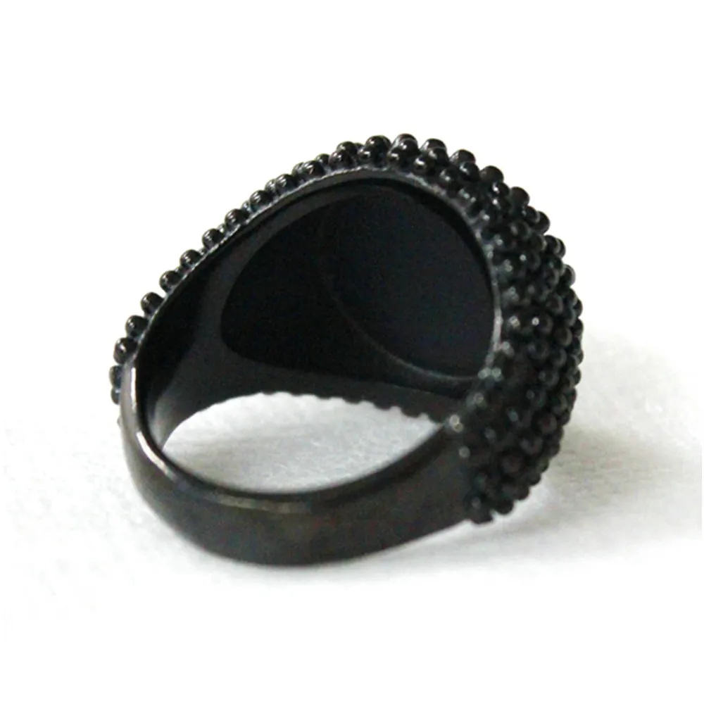 Support Dropship New Design Silver Black Round Ring 316L Stainless Steel Fashion Jewelry Biker Style Selling Ring2635