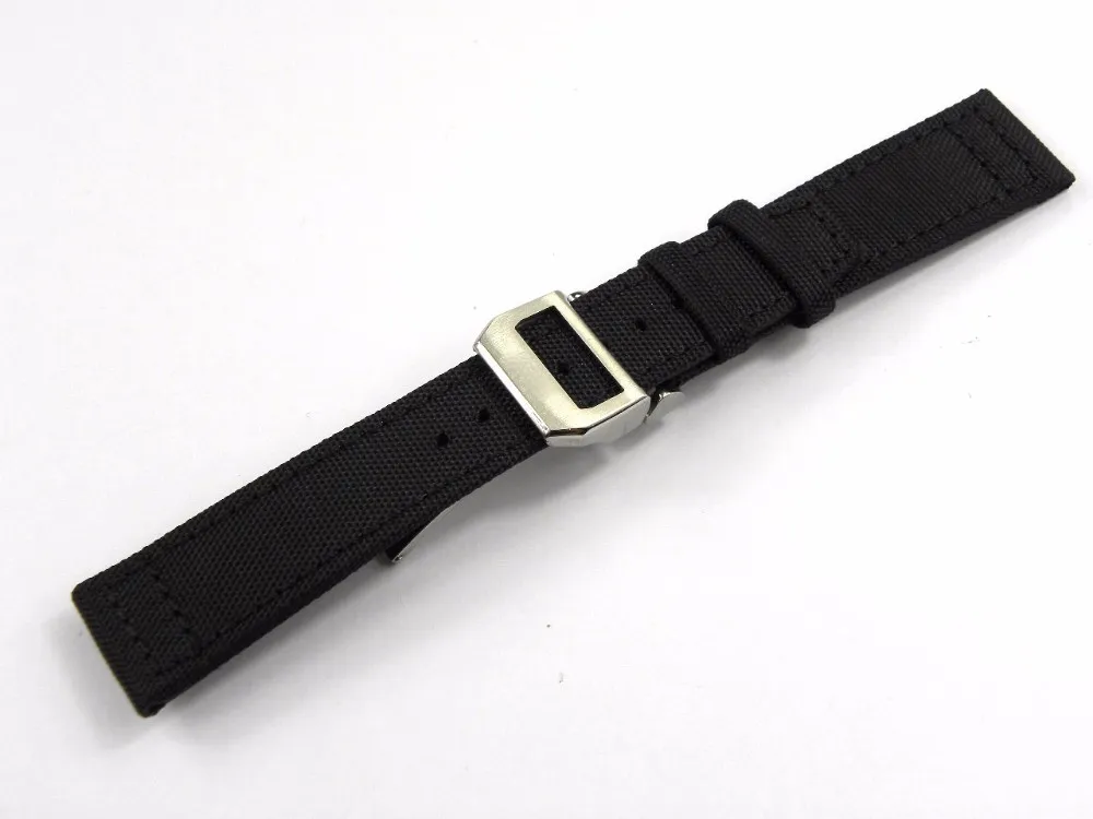 20 21 22 mmvert noir Nylon tissu bracelet en cuir bracelet de montre bracelet ceinture en acier inoxydable 316L boucle déploiement fermoir229b