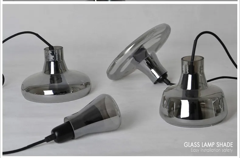 Industriella hängslampor Smoky Glass Shade Chandelier Light Modern Kitchen Opening Hanging Lamp-1 Light 110V 220V310Z