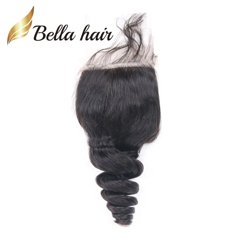 Bella Hair® Losed Wave Wave Lace Chiusura acconciatura Acconciature Brasiliane Vergine Vergine Human Base Seta Chiusure frontali