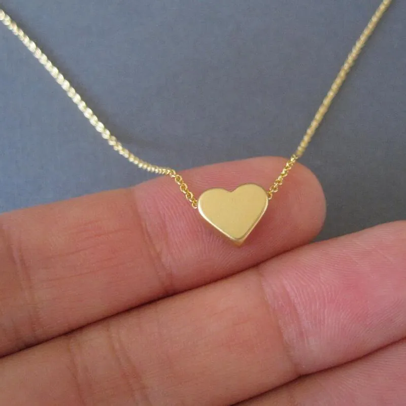 Everfast tout petit coeur pendentif femmes longue chaîne collier cuivre pendentifs or argent plaqué femme bijoux EFN028-F209U