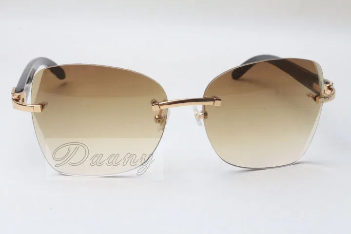 Fabrikanten die gepersonaliseerde snoeizonnebrillen verkopen 8100905 Modieuze zonnebrillen van hoge kwaliteit Zwarte buffelhoornbril Maat 58-290I