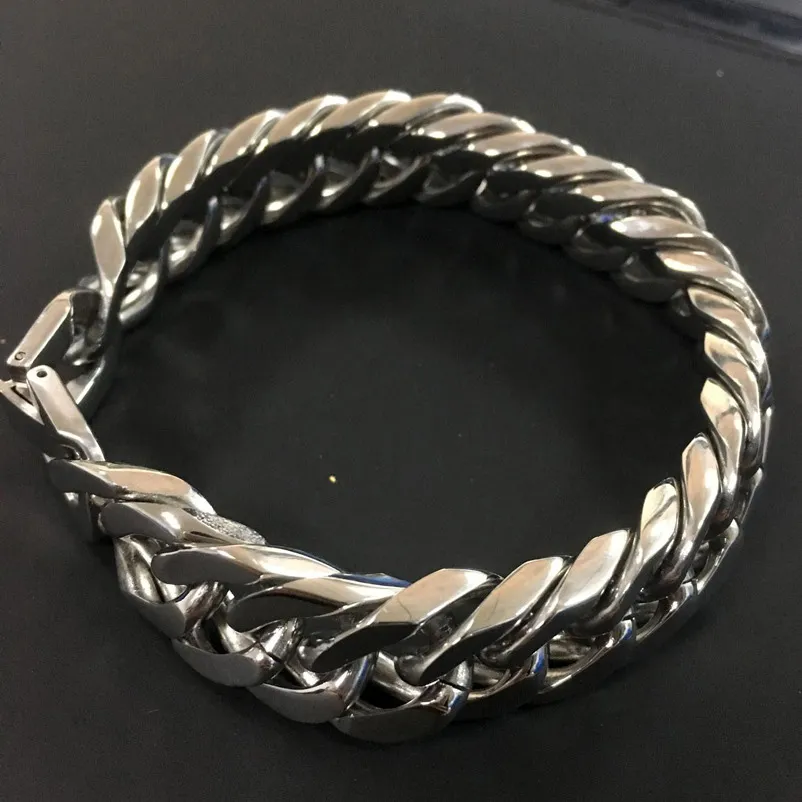 Hombres de acero de titanio Joyería Moda Pulseras de cadena de eslabones cubanos Brazalete punk ed Pulsera Oro Plata 22 cm 1 5 cm270Z