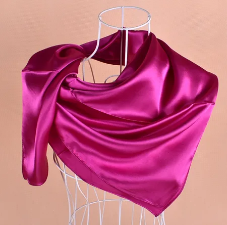 Solide Satin Royan Soie Hijabs Carré Écharpe Foulard Foulards 90 90 cm # 2086230x