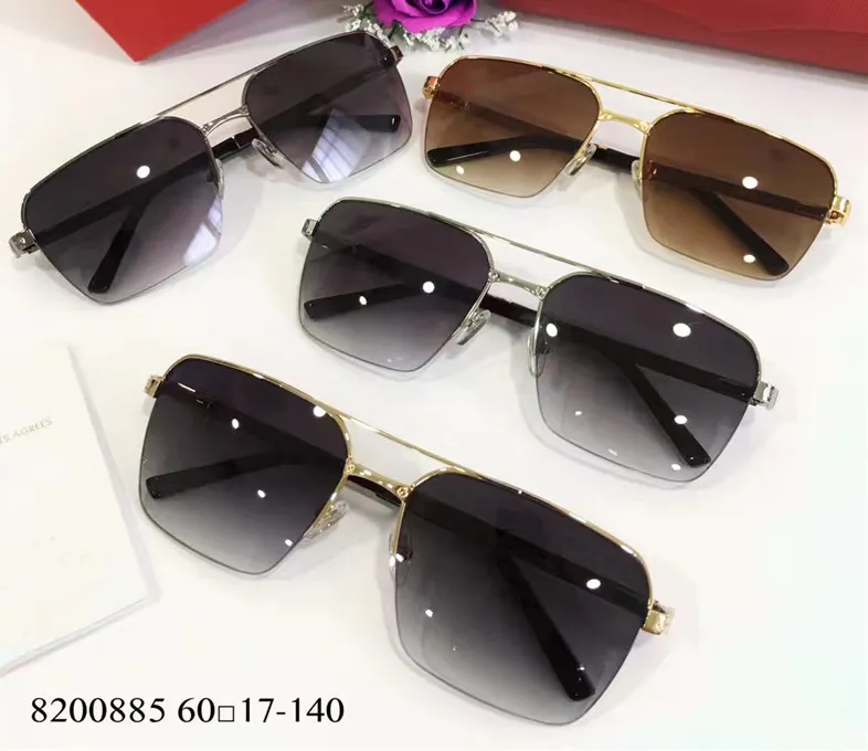 Mens Square gold grey Gradient Lens Sunglasses Half Frame Square sunglasses shades New with Box274w