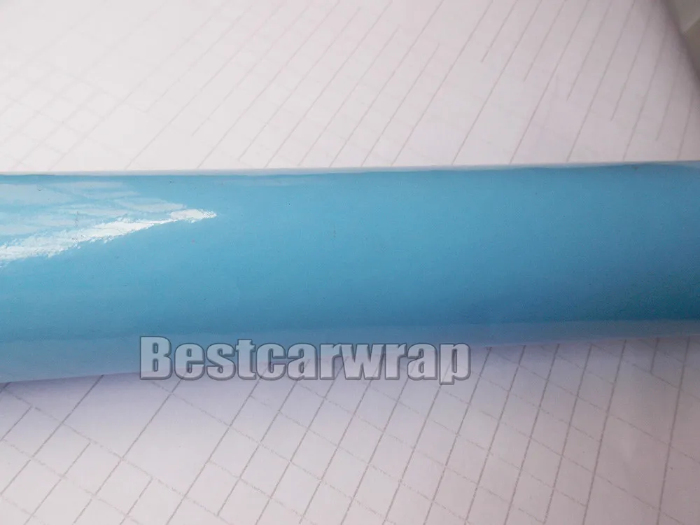 3 Layers Baby Blue Gloss Vinyl wrap High Glossy Car Wrap Film with air Bubble Free vehicle wrap covering foil Size:1.52*20M/Roll 4.98x66foot