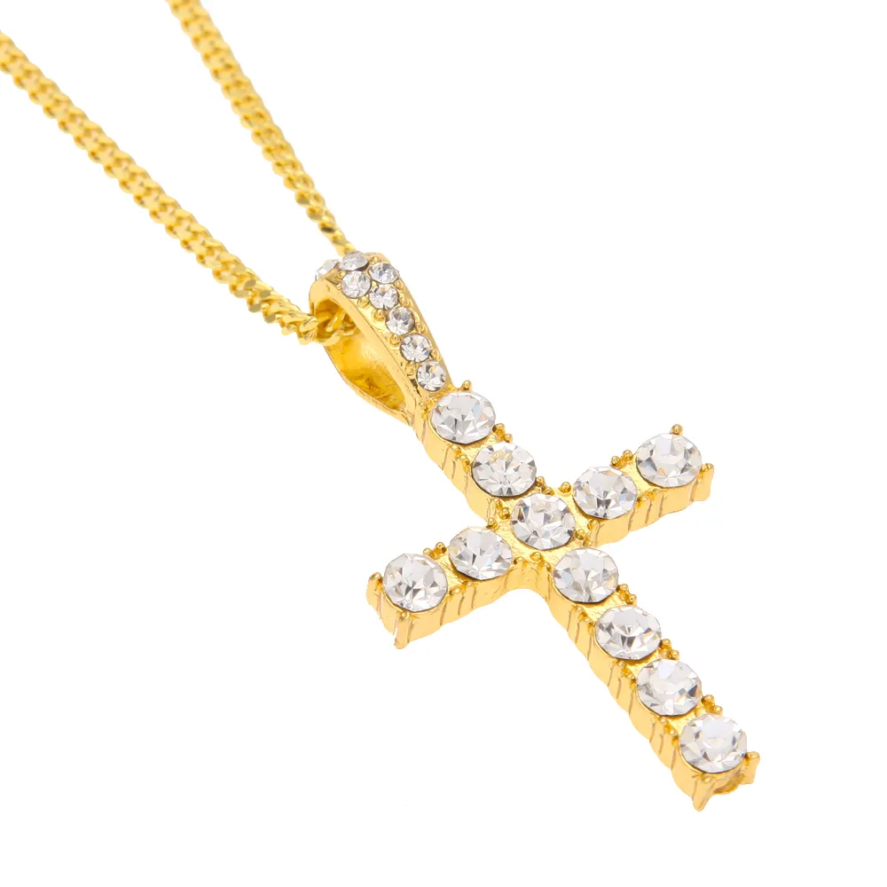 Мужчины Hiphop Jewelry New Style Class Classic Cross Colnecle Pendant Full Iced Out Crystal Dutones Crux Drop 318H