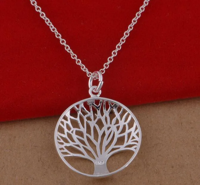 Fashion silver Tree Of Life Pendant Necklace silver totem religion 18inch collares populares 925 wedding Valentines Day jewelry332h