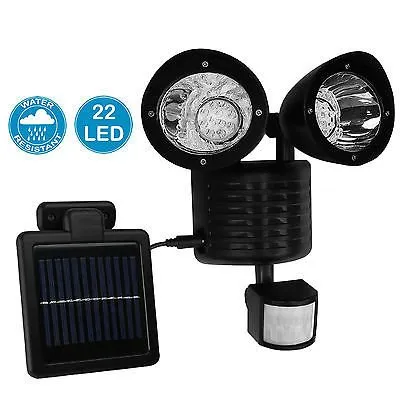 Lampada da parete impermeabile da strada esterni con sensore di movimento PIR a 22 LED a energia solare3090