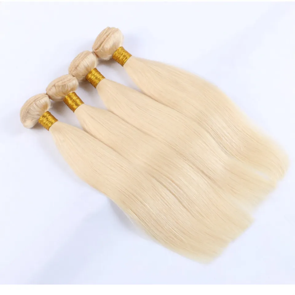 Brazilian Straight Hair Weaves Double Wefts 100g/pc 613 Russian Blonde Color 100% Human Remy Hair Extensions