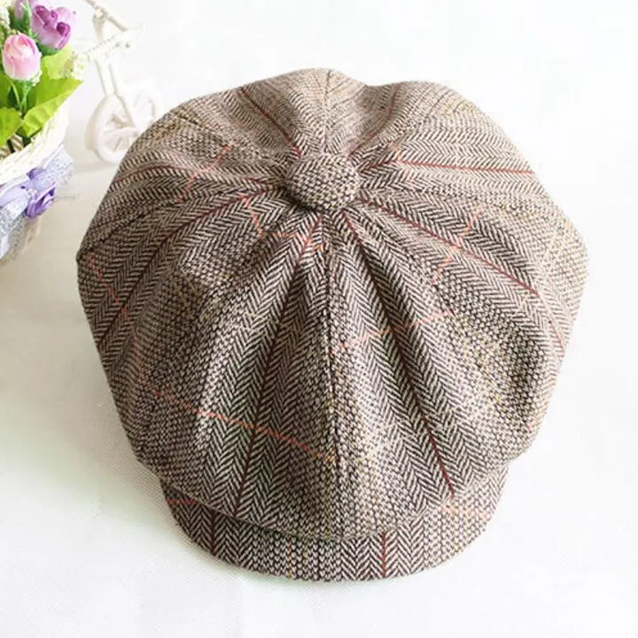 Intero Uomo Donna Retro Baker Boy Cappello Newsboy Gatesby Tweed Country Golf Sun Berretto piatto 303r