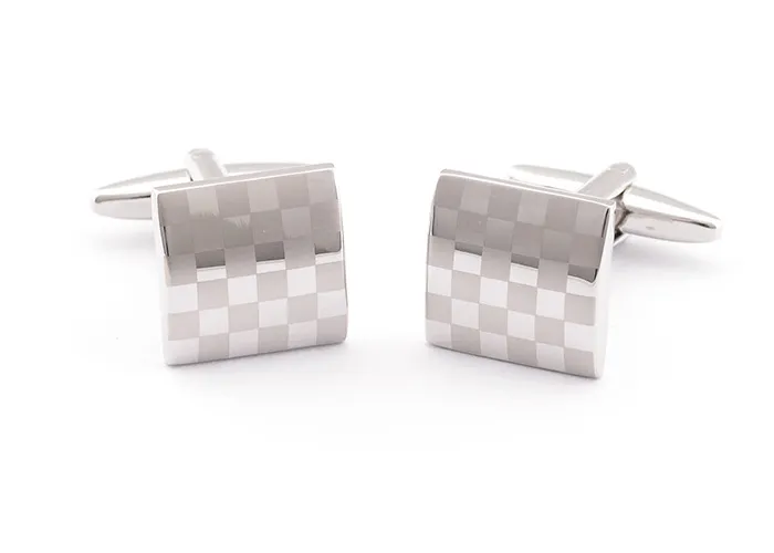 Luxury Silver Cufflinks With Laser Pattern Shirt Cuff link For Men New Brand Square Wedding Cufflinks Gift For Fathers Day