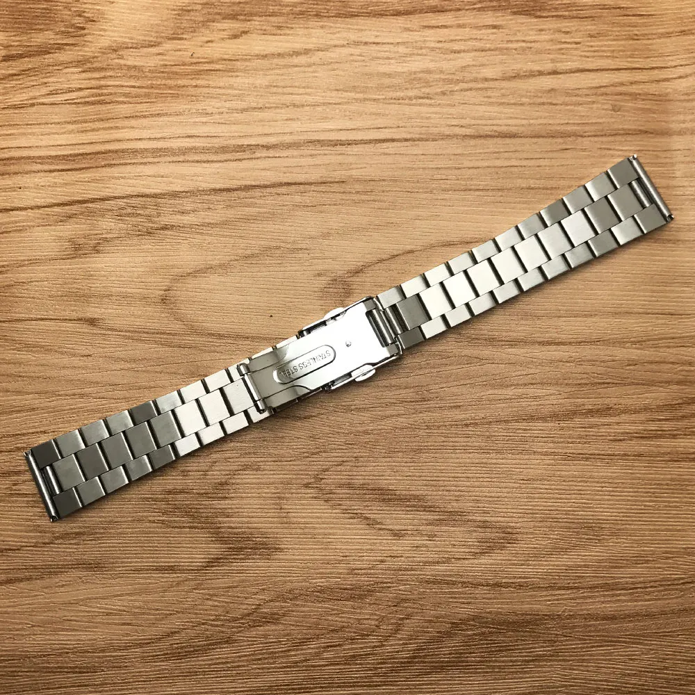 ヤウォーダーウォッチバンド16 18 20 22mm純粋なソリッドステンレス鋼研磨ブラシをかけた時計バンドストラップ展開バックルブレスレット2112