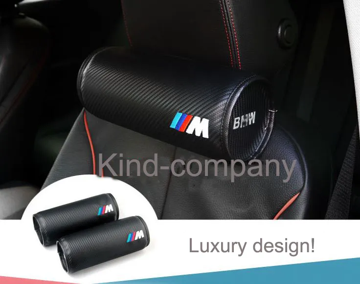 M performance power sport auto truck Black racing Carbon Fiber Circular Car Seat Neck Cushion Pillow Headrest