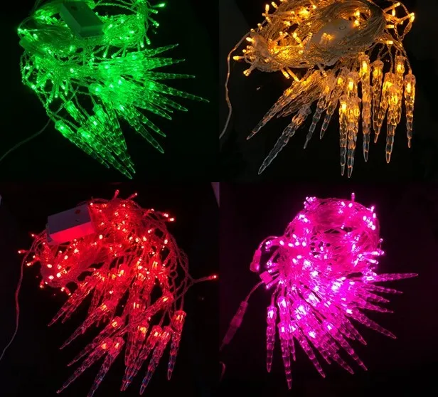 Éclairage de vacances 4x0.6 m Cordes de glace Coloré Fée de Noël de Noël LED Chaîne de rideau Luminarias Décoration de Noël