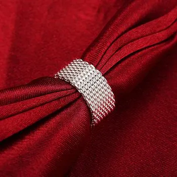 Alta qualidade 925 prata malha bangles anel brincos charme Conjunto de Jóias para as mulheres moda estilo simples Frete Grátis / lote