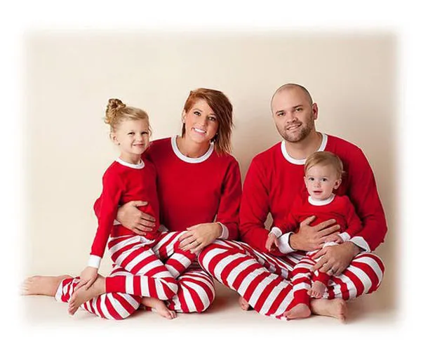 retial sale baby clothing teenage kid child boys girls christmas family pajamas red green pjs baby stripe pajamas