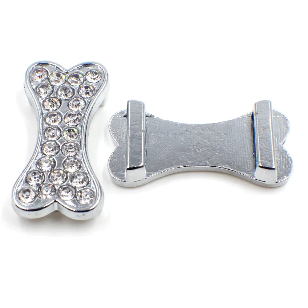 Intero strass osso di cane in lega di zinco cursore da 10 mm Charms Accessori fai da te Misura braccialetto collare animali domestici da 10 mm SL508300v