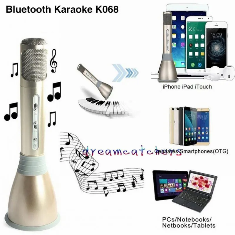 Moda Mini Karaoke Player K068 Mikrofon Bluetooth Kablosuz Mic Hoparlör Kondenser KTV Sing Android IOS Telefon Bilgisayar için