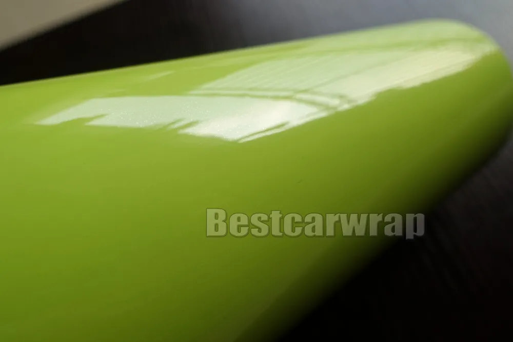 Ultra Glossy fluorescent green Vinyl wrap 3 Layers High Gloss Car Wrap Film with air Free Like  1080 FOIL Size:1.52*20M/Roll