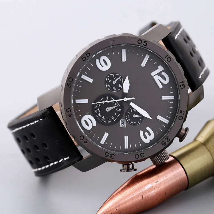 2017 New Big Dial Luxury Design Men Watch Fashion Leather Strap Quartz Watches Montre Clock Relogio Relojes De Marca Sports Wristw265F