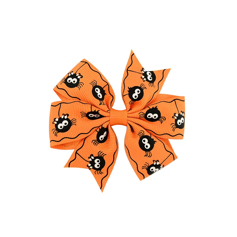 3 inch Baby Halloween Barrettes Grosgrain Ribbon Bows WITH Clip Girls Kids Ghost Pumpkin Children Girl Pinwheel Hair Clips Hairpin Accessories YL638