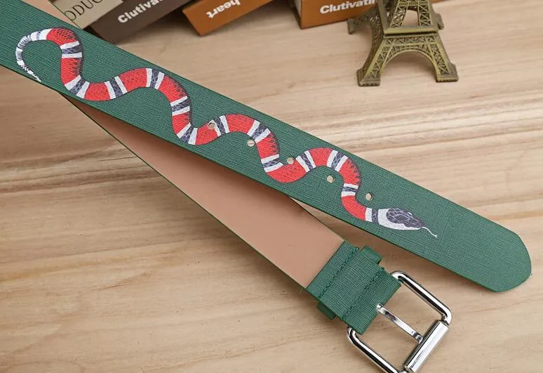 green color High Quality Designer Belts Fashion snake animal pattern buckle belt mens womens belt ceinture not with box as gi277y