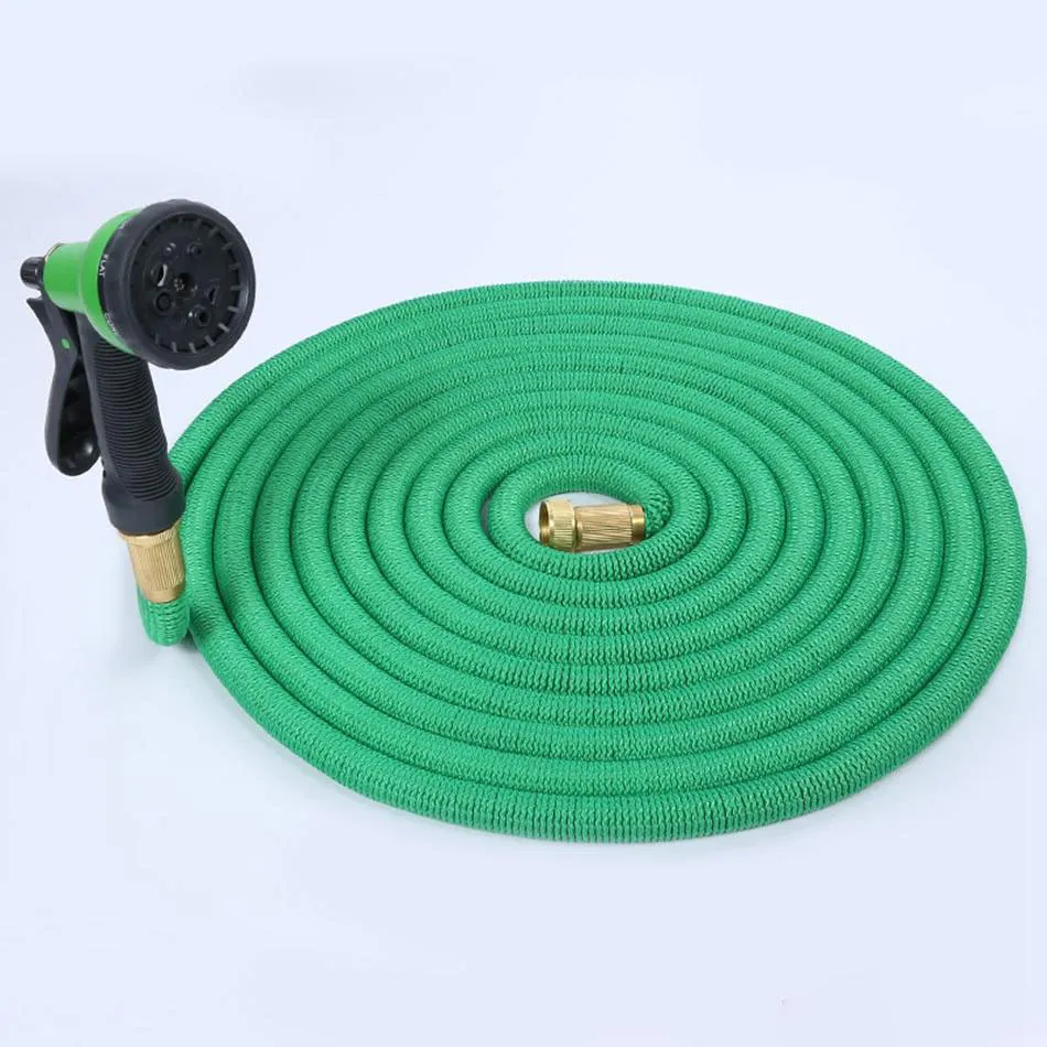 50FT Expandable Garden Watering Hose Flexible Pipe With Spray Nozzle Metal Connector Washing Car Pet Bath Hoses