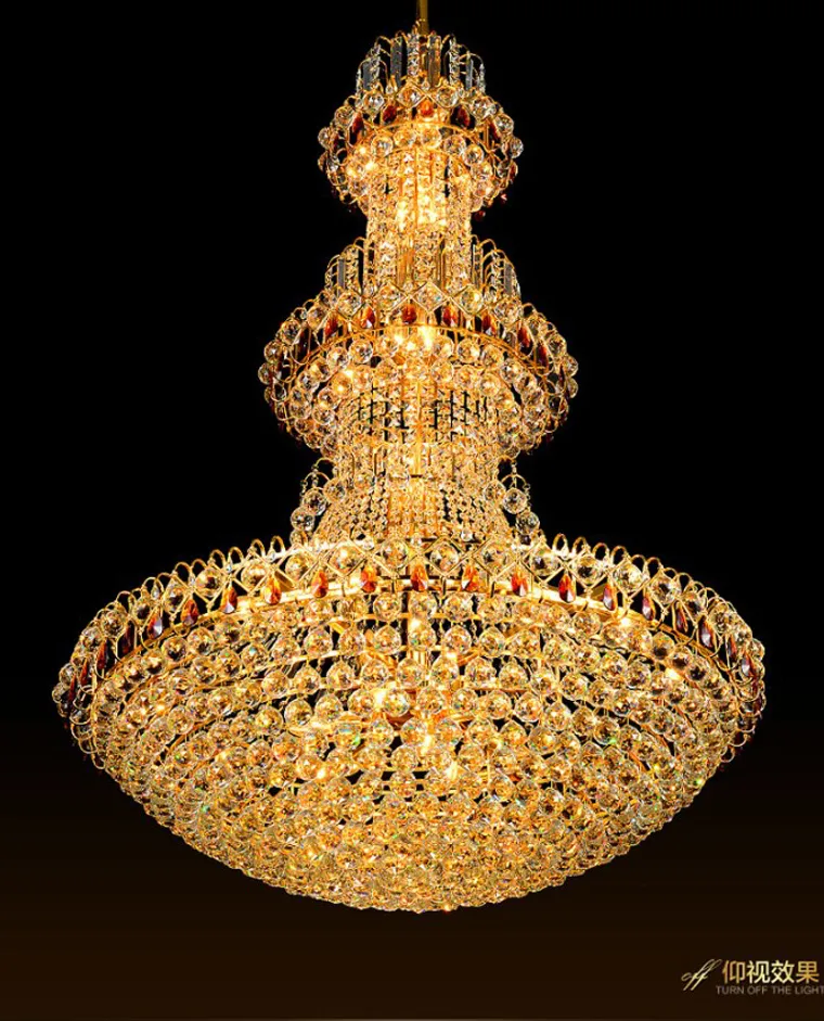 Złote kryształowe żyrandole Lampa LED Nowoczesne krystaliczne światła żyrandola Oprawa El Club Home Lighting Lampy AC90V-260270B