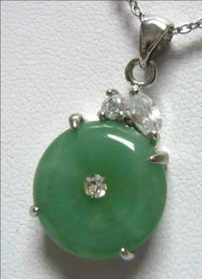 Whole cheap beautiful green jade bead bless 18KGP pendant necklace chain310N