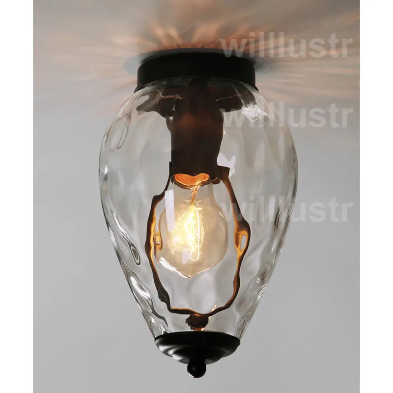 Ceiling lamp clear glass shade lighting transparent pineapple water wave crystal PARISIAN ARCHITECTURAL MILK GLASS ECOLE FLUSHMOUN3045