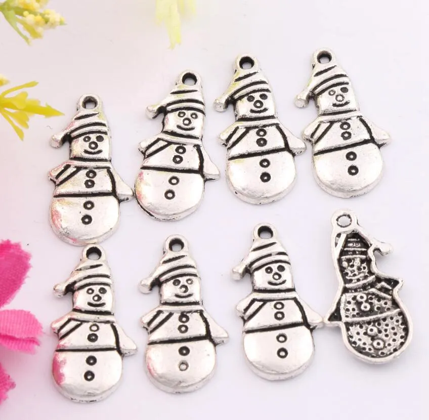 Prezenty świąteczne Snowman Winter Charm Beads 12 4x25 mm Zabytkowe srebrne wisiorty mody biżuterii DIY L772262E