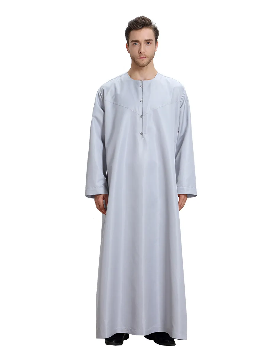 Muslim Men White Long Sleeve Thobe Dress Men Islamic Clothing Plus size 3XL Saudi Arab Moslim