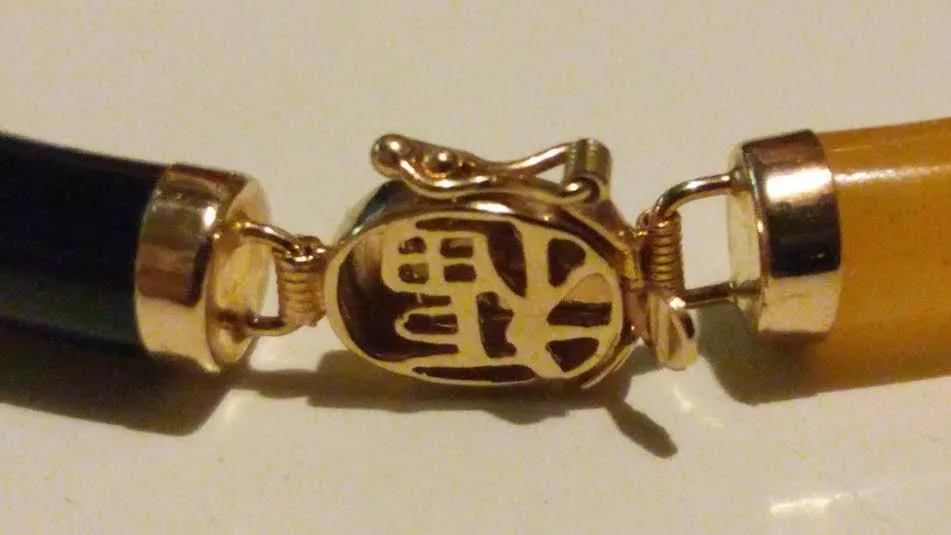Ganzes günstiges FABELHAFTES QVC-Armband aus 14 Karat Gelbgold mit chinesischer Jade227b