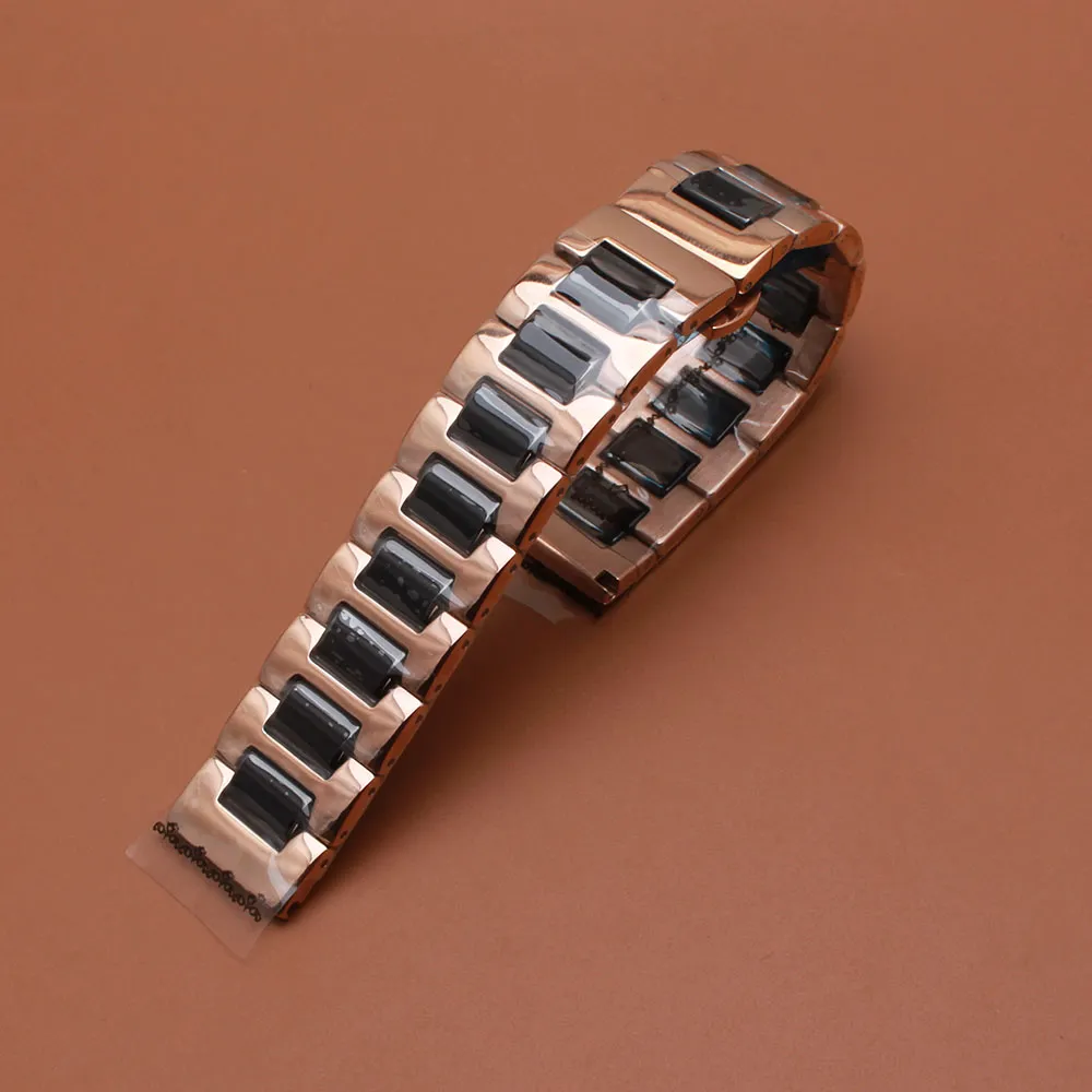 Bracelet de montre coloré mélangé noir et or rose bracelet de montre bracelet mode montres en céramique polie accessoires pour équipement S328Z