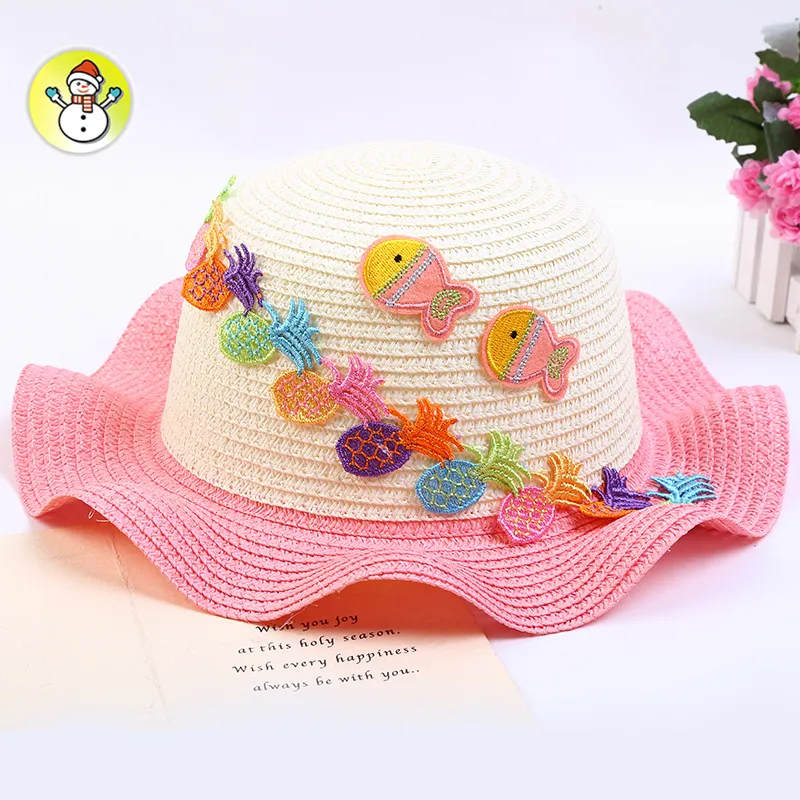 Frutto da cartone animato estivo Pesce ricamato di ghigliottina bambini bambini Cappelli da sole in spiaggia da spiaggia ragazzi ragazze cupola bambini-9 intero3204