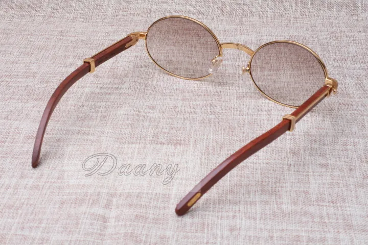 Ronde zonnebril veehoorn brillen 7550178 hout zonnebril voor heren en dames glasloze brillen maat 55-22-135mm307g