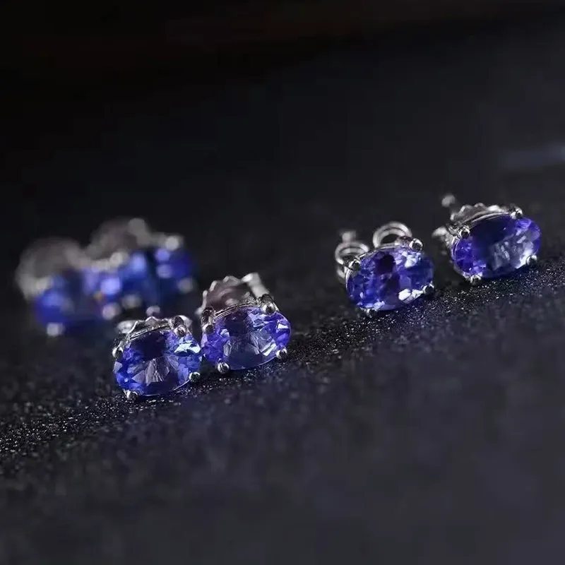 Dazzing tanzanite stud earrings 4 6mm natural tanzanite gemstone earrings solid 925 silver tanzanite earring small gemstone earrin333N