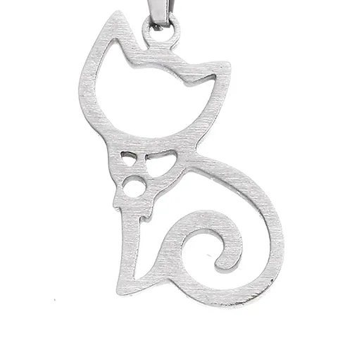 Everfast 10 pz / lotto Collana in acciaio inossidabile Bella seduta Gatto Collane con ciondolo Donna Bambini Catena lunga Festa Regalo fortunato SN008246H